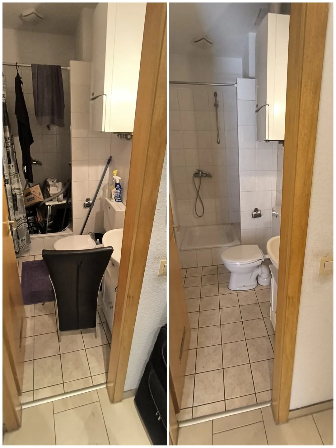 Vorher und nachher: Badezimmer vor und nach der Wohnungsauflösung