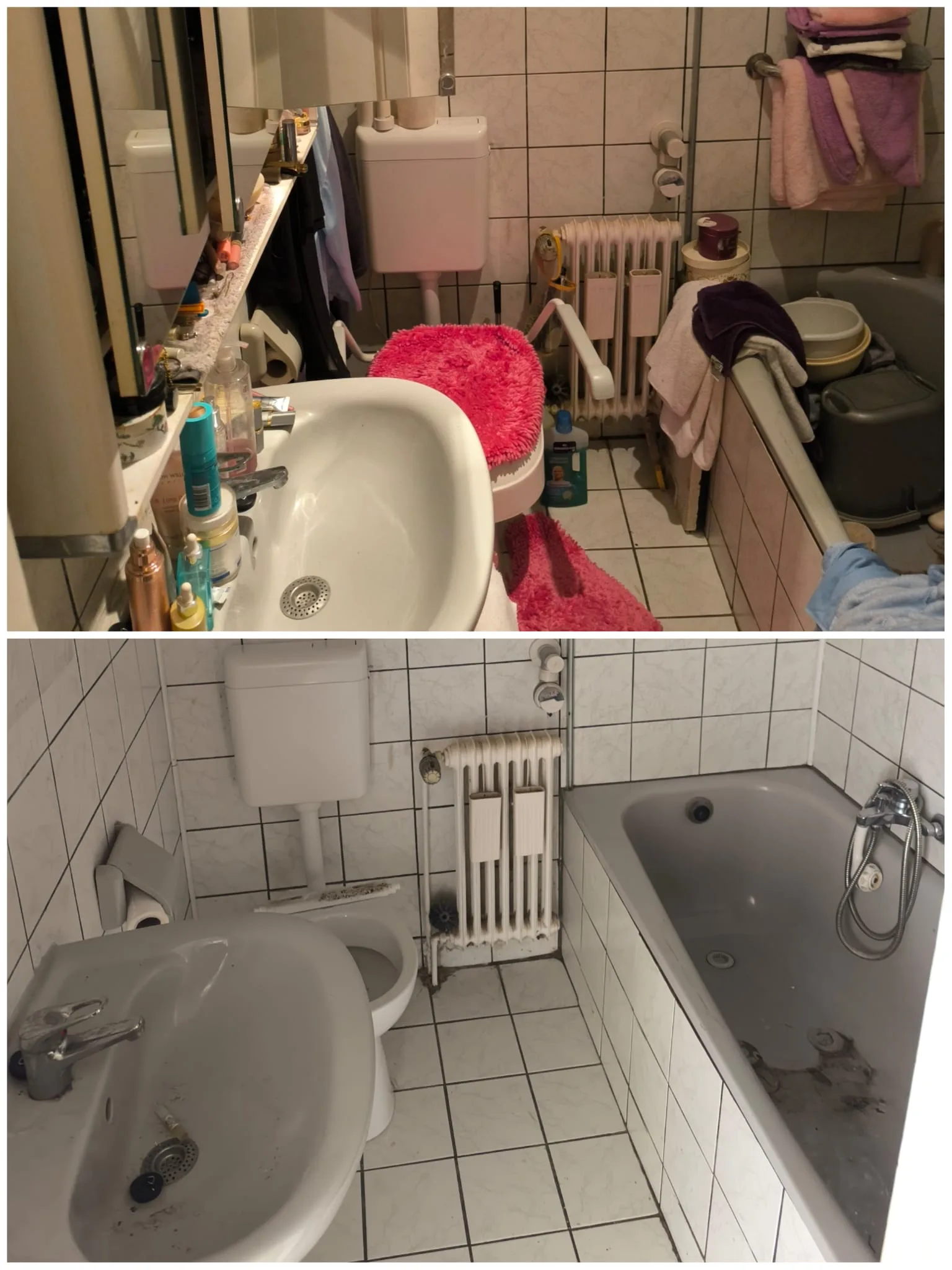 Vorher und nachher: Badezimmer vor und nach der Wohnungsauflösung